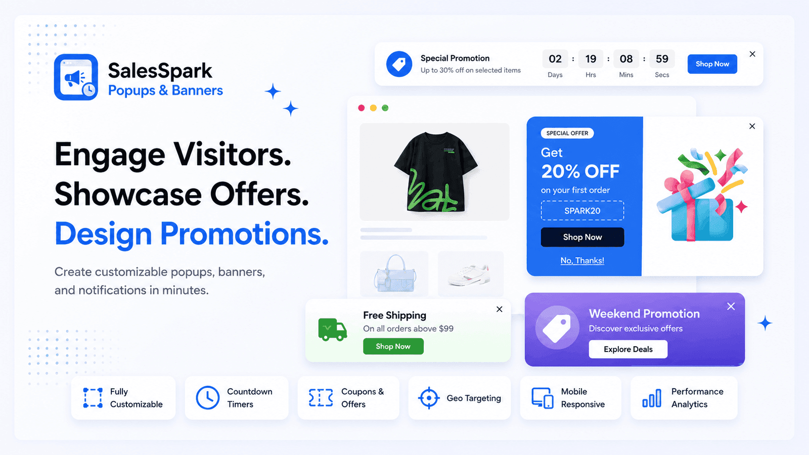 SalesSpark: Popups, Banners, Free Shipping & Live Sales