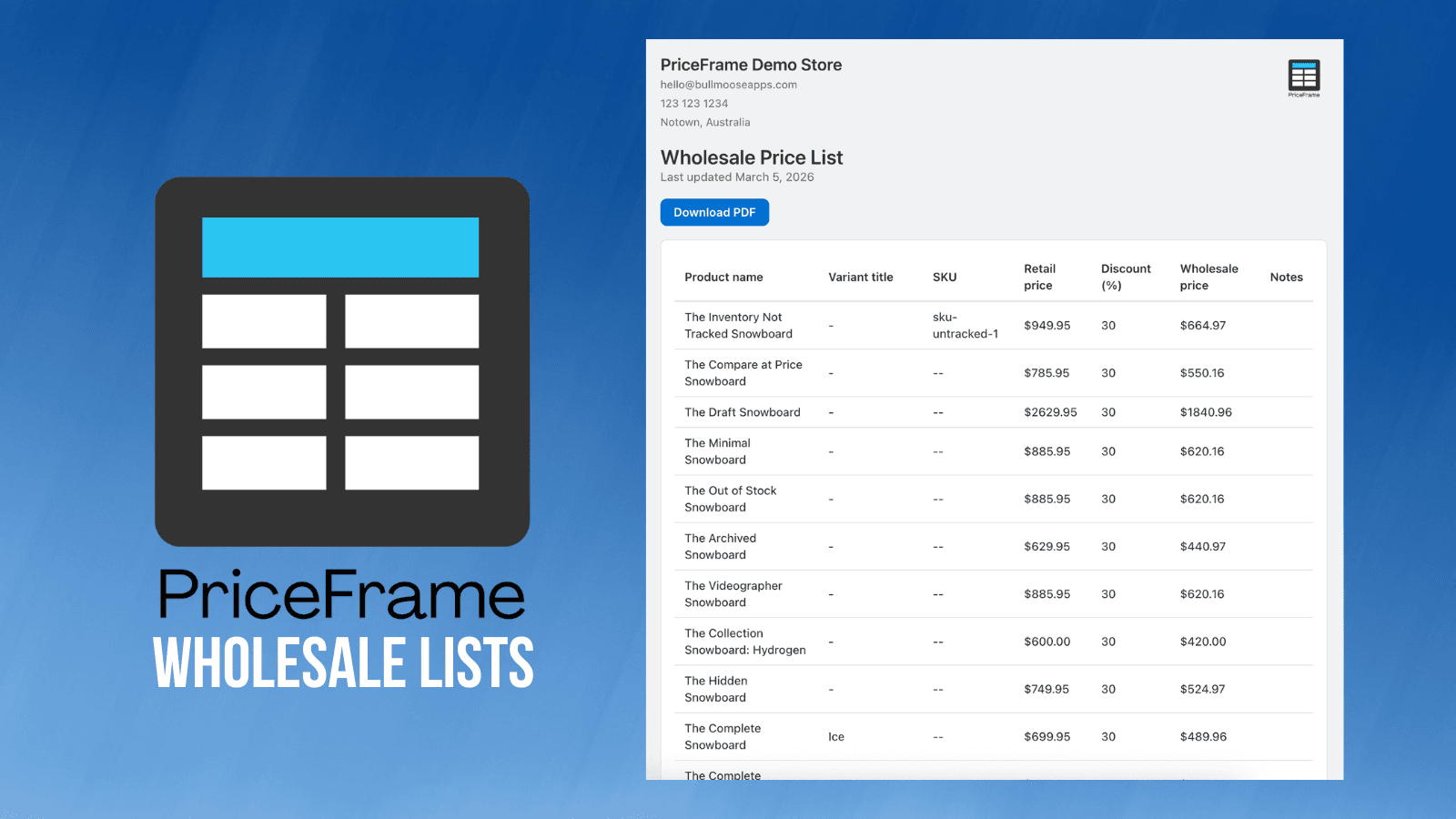 Hero price lists