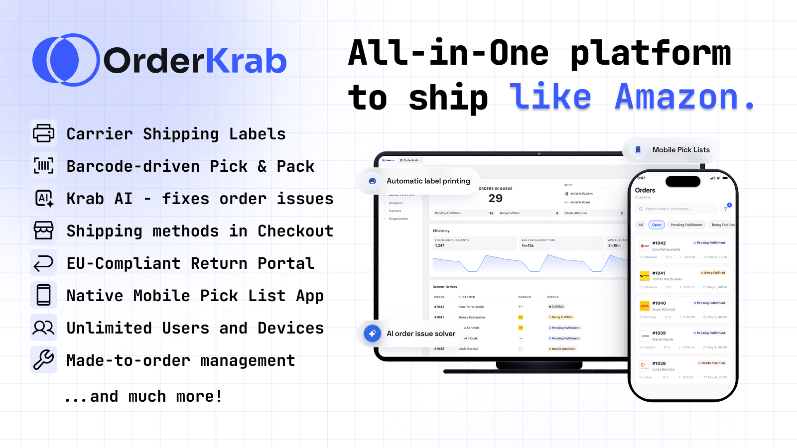OrderKrab - Pick, Pack and Ship like an Amazon warehouse.