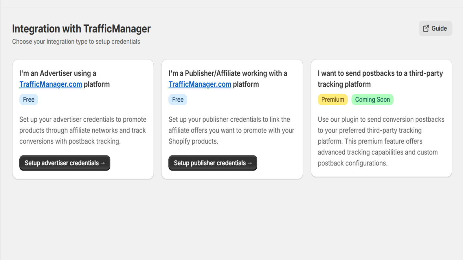 This interface of the TrafficManager application allows managing