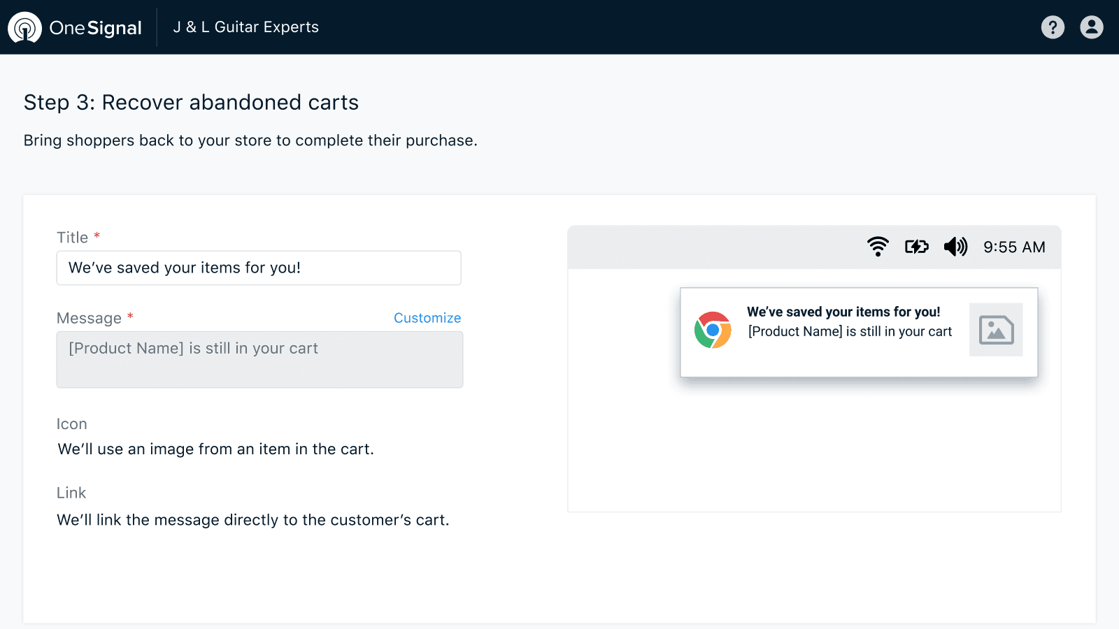 Abandoned Cart Notification Setup