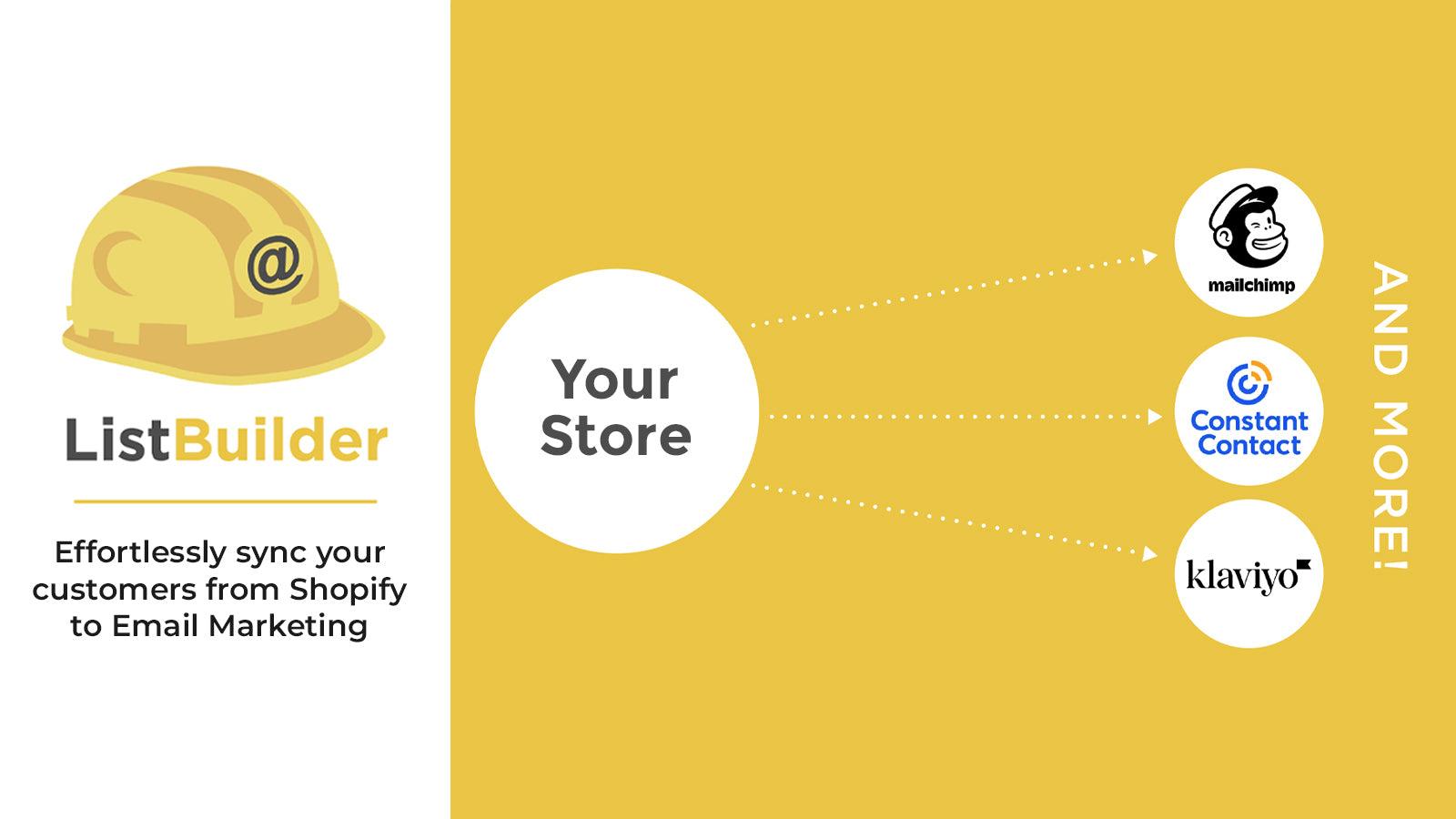 Link Shopify to mailchimp constant contact and more