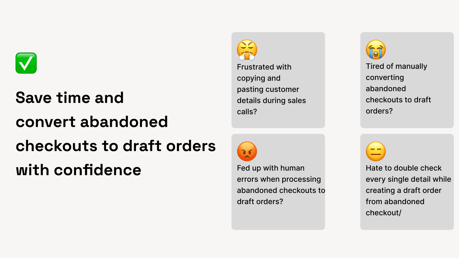 Save time & convert abandoned checkouts to draft orders