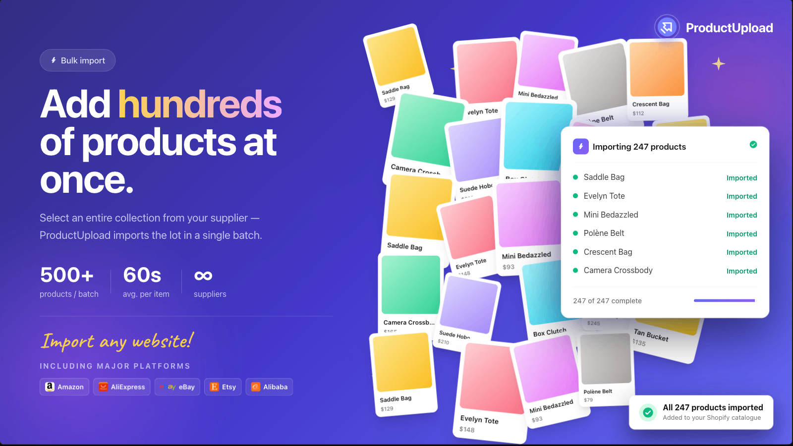 Copy products from any website into your Shopify store.