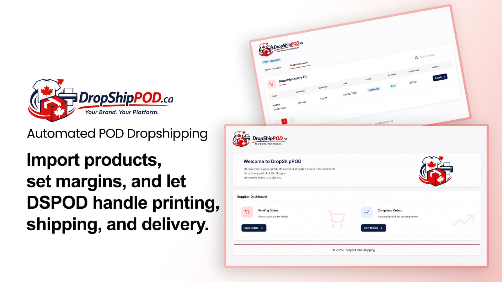 Automated POD dropshipping dashboard and order sync