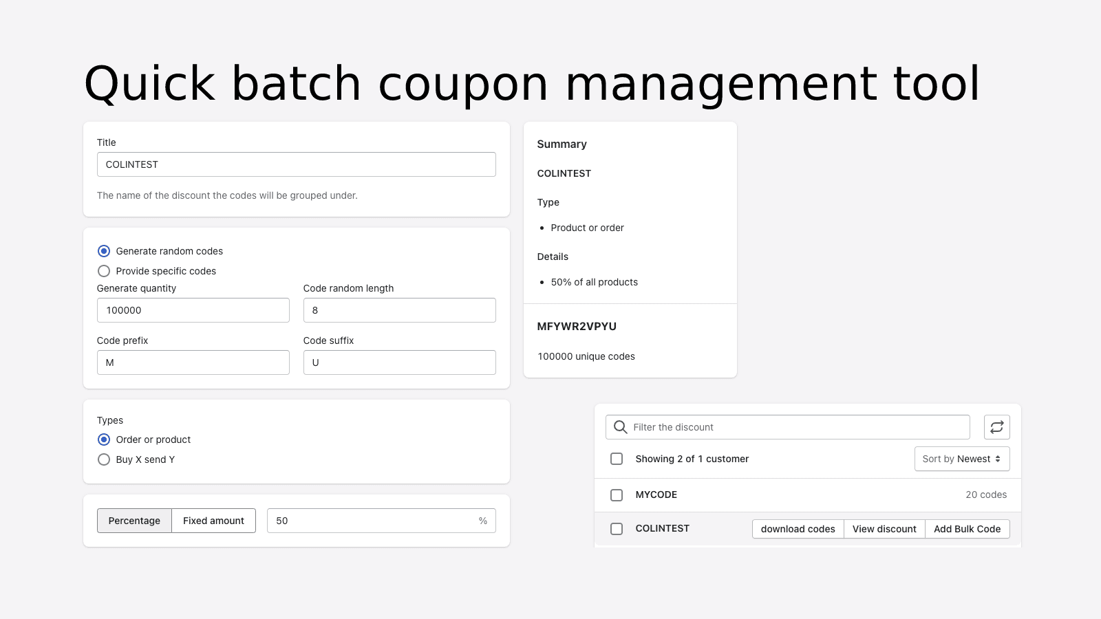 Quick batch coupon management tool