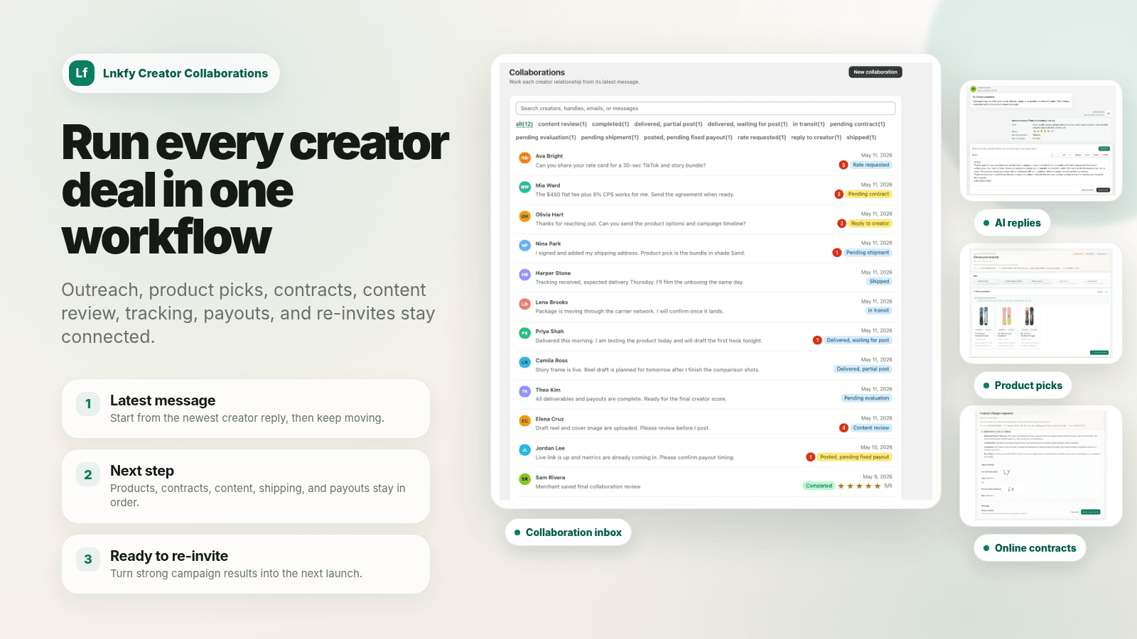 Run every creator deal in one workflow