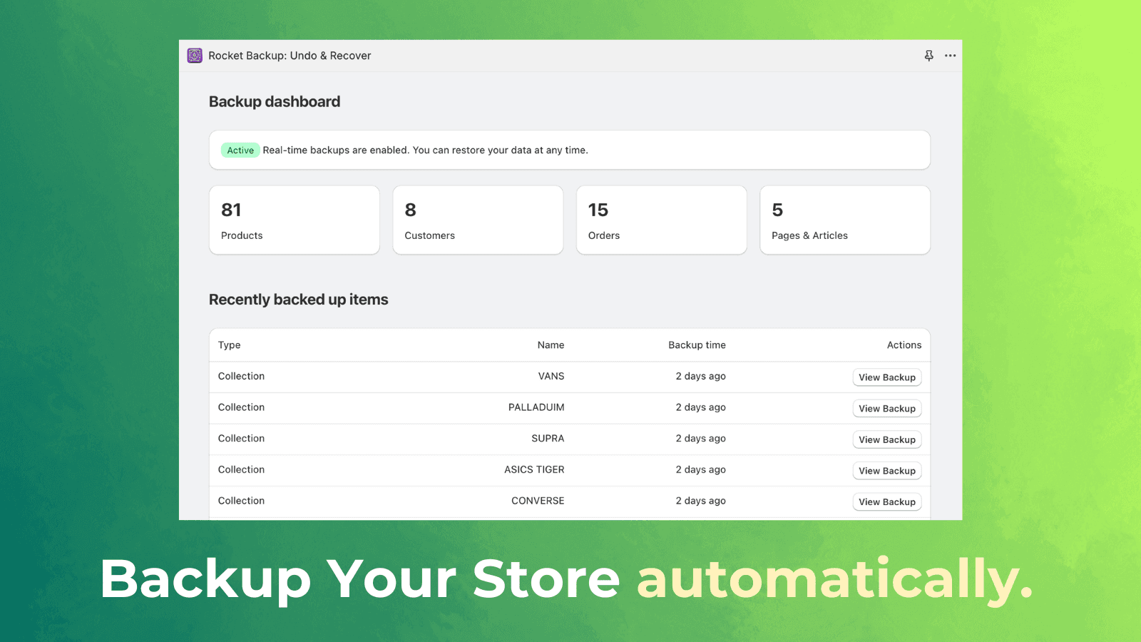 Store backup and restore.