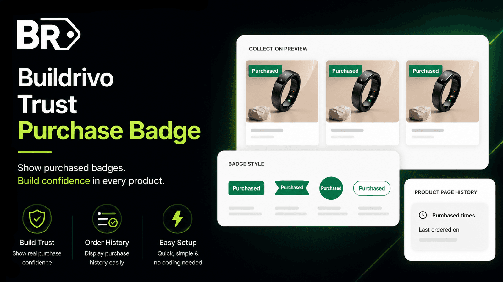 Trust and purchase badge customization dashboard preview