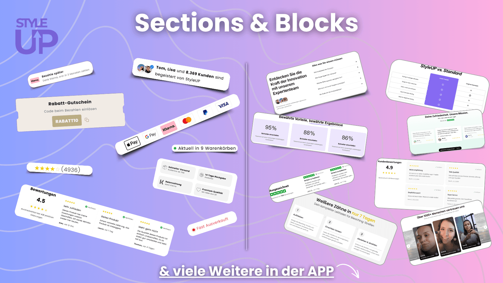 Übersicht von Sections und Blöcken im Shopify Theme-Editor