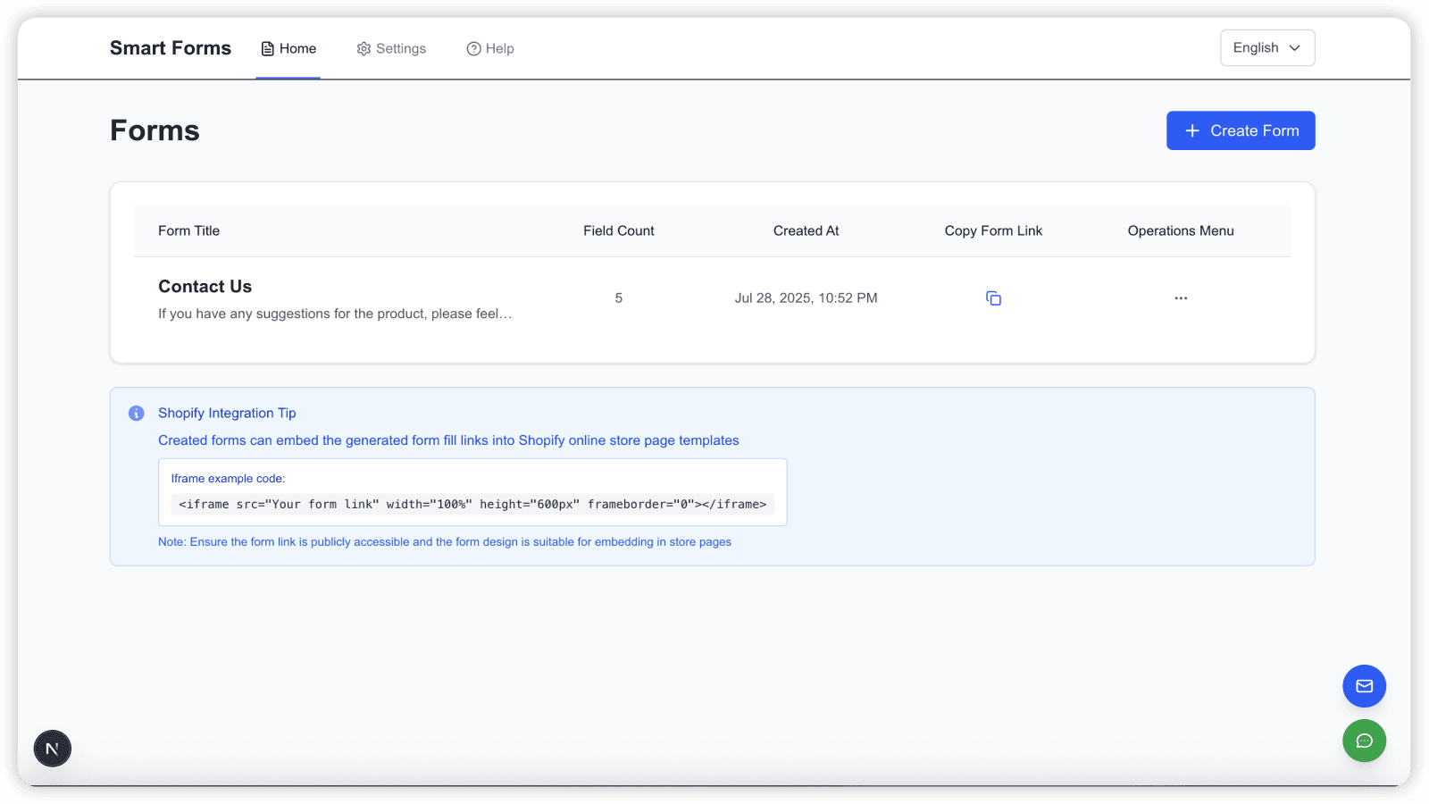 Home page form management