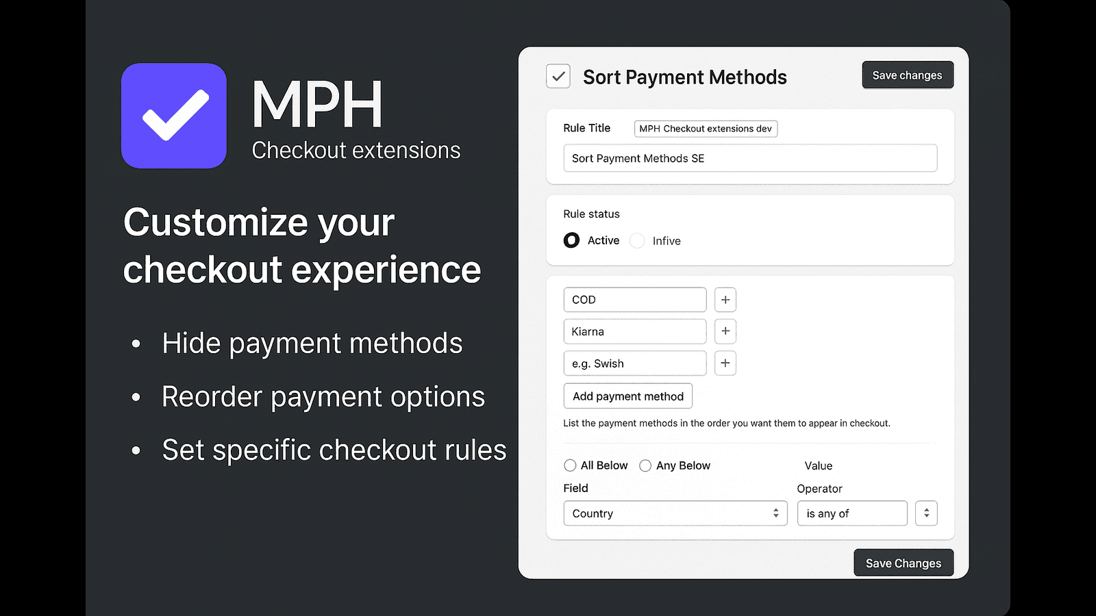 MPH vision checkout extension