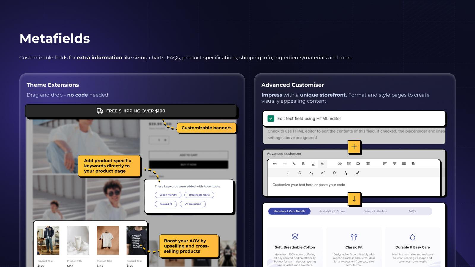 How to use Shopify metafields, custom fields, rich text, banners
