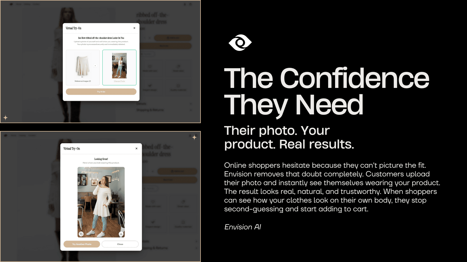 Virtual Try-On modal with photo upload prompt