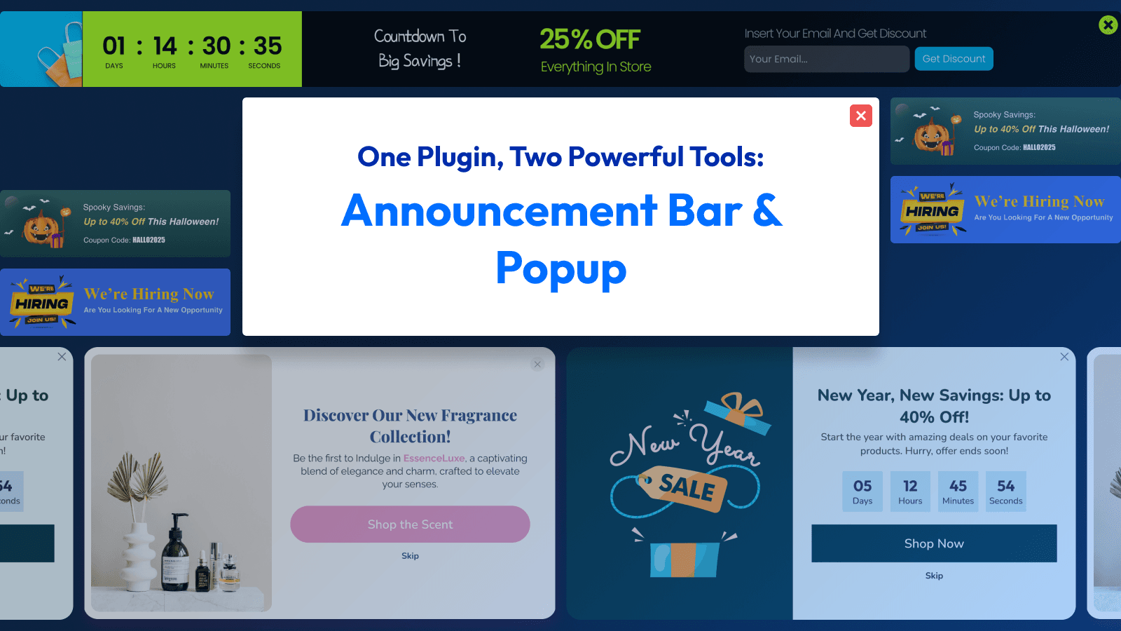 notification bar and popup info