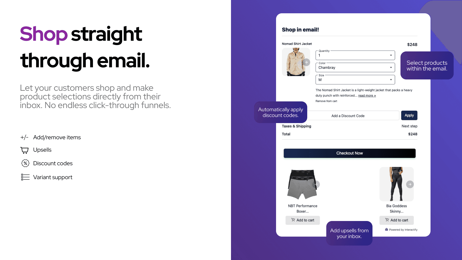 Shop straight through email