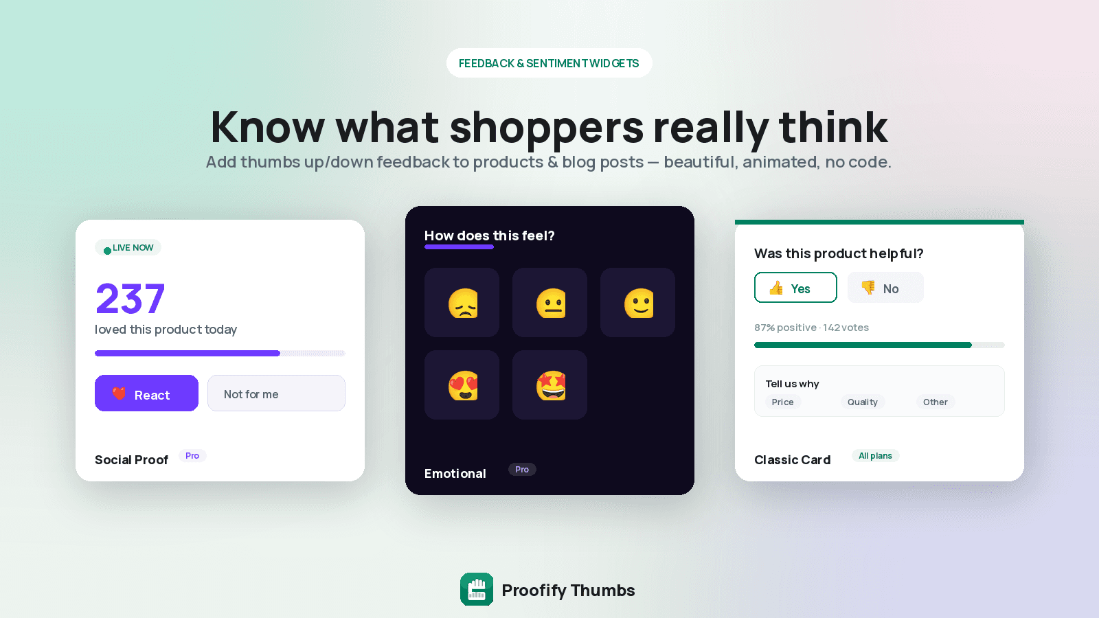 Feedback and sentiment widgets for Shopify stores
