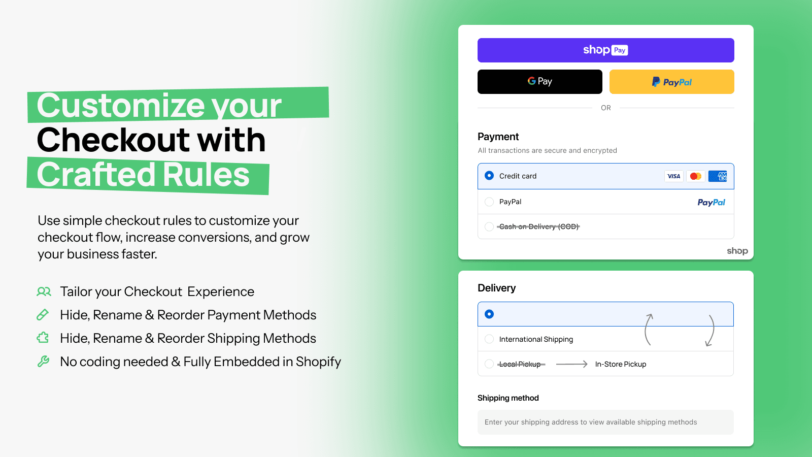 Customize your Checkout with Crafted Rules