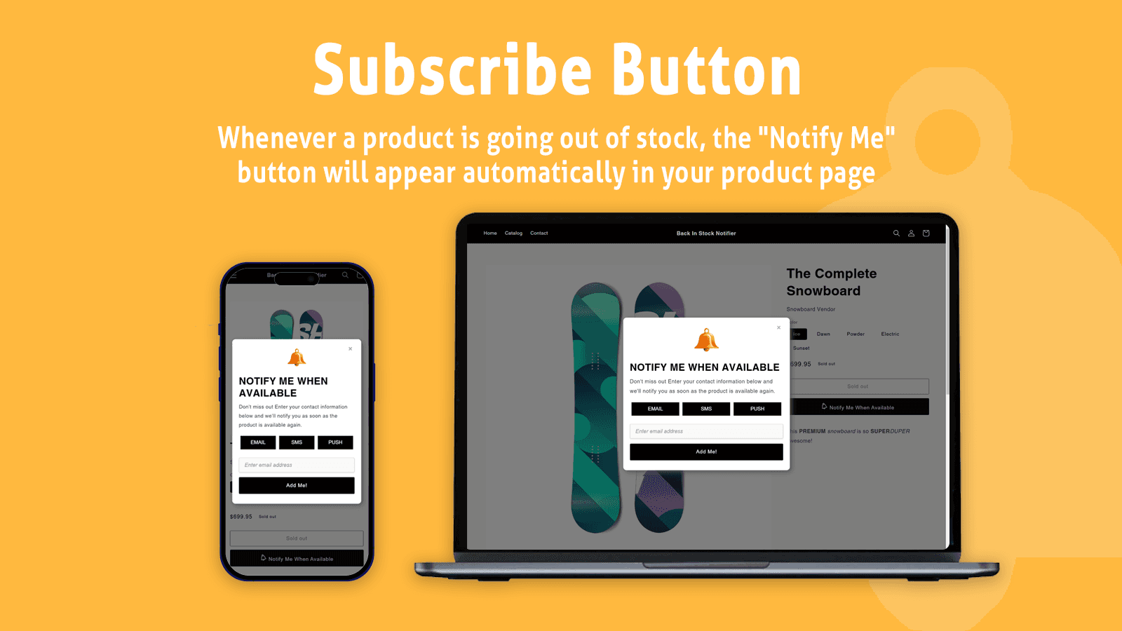 out of stock notify me button