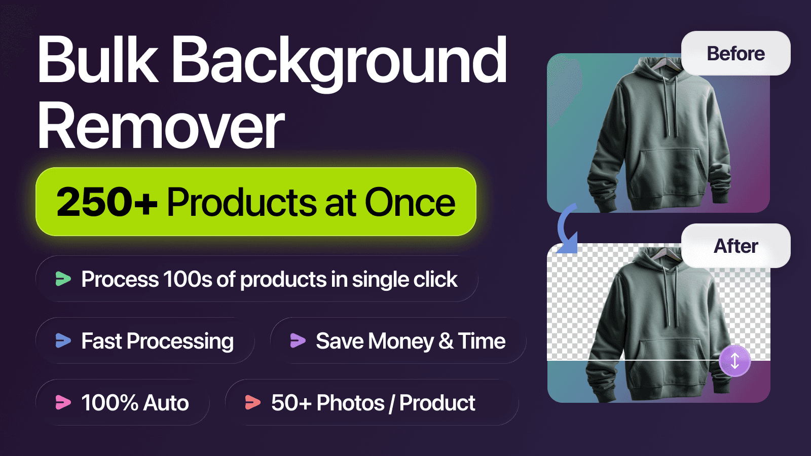 Bulk background remover for processing products in single click