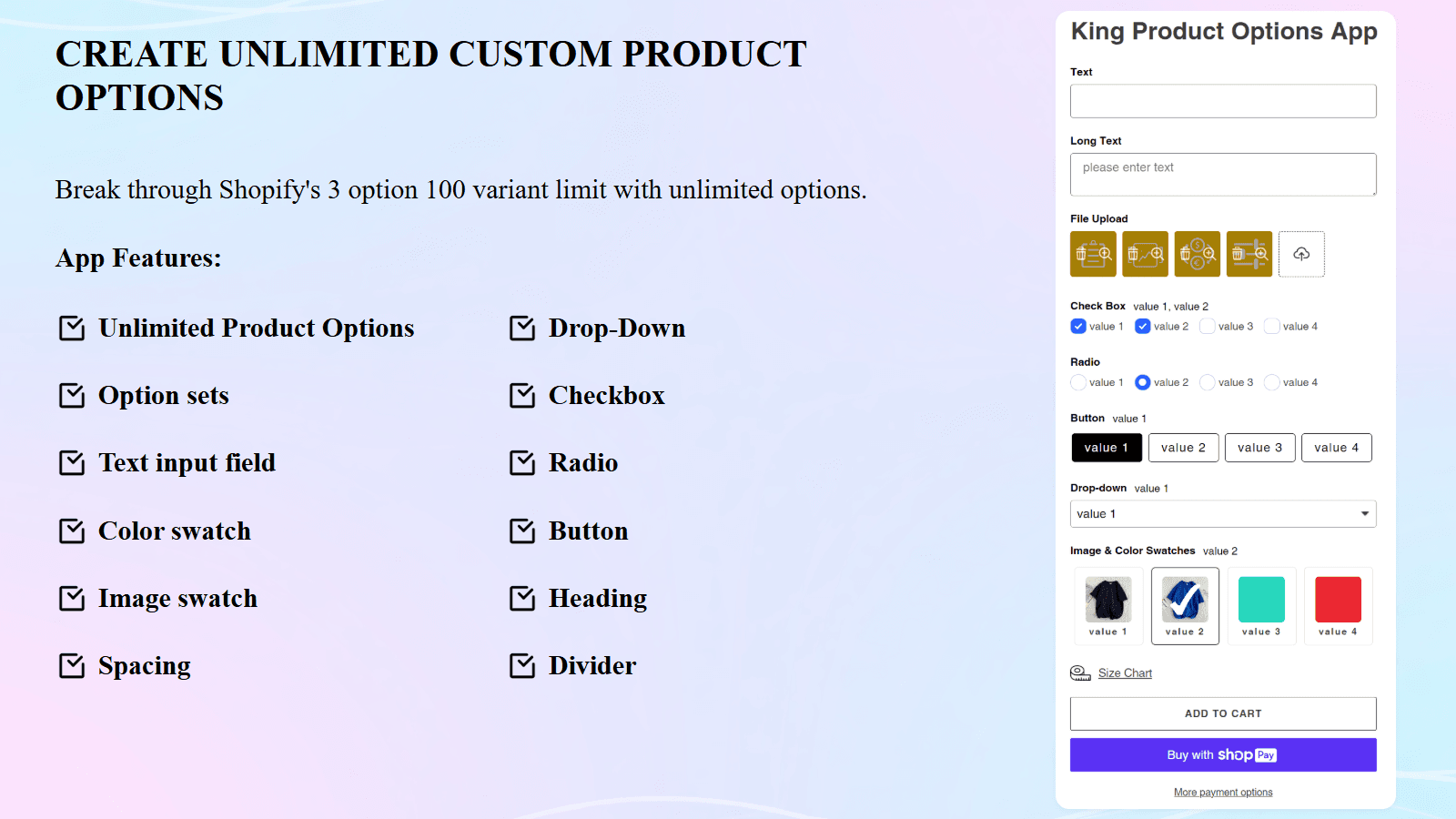 Product Options & variant options