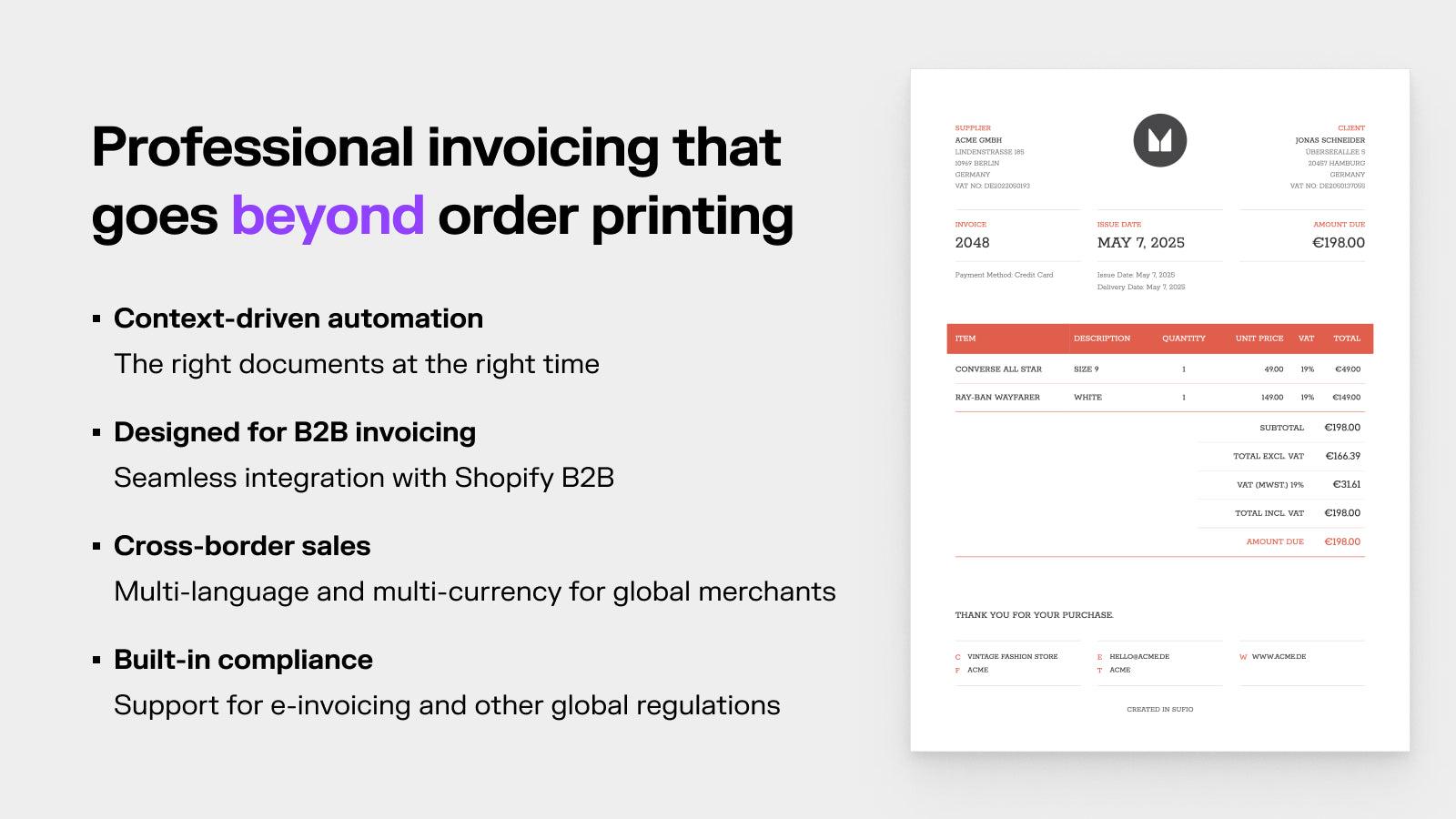 Professional invoicing that goes beyond order printing