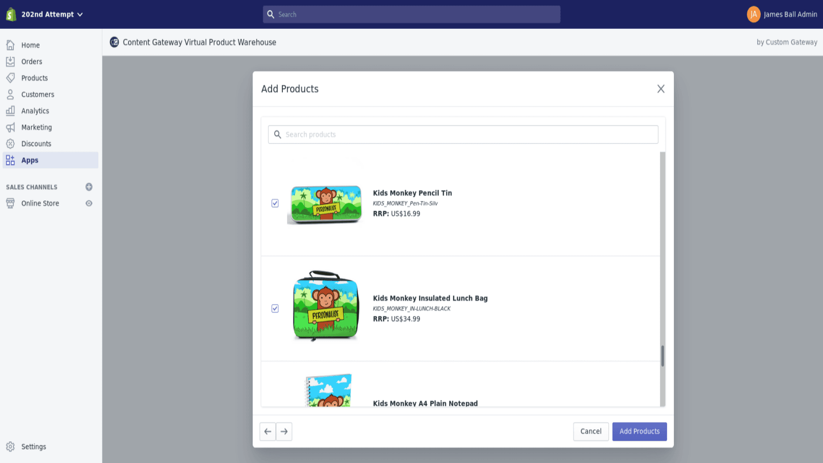 Backend Product Selection