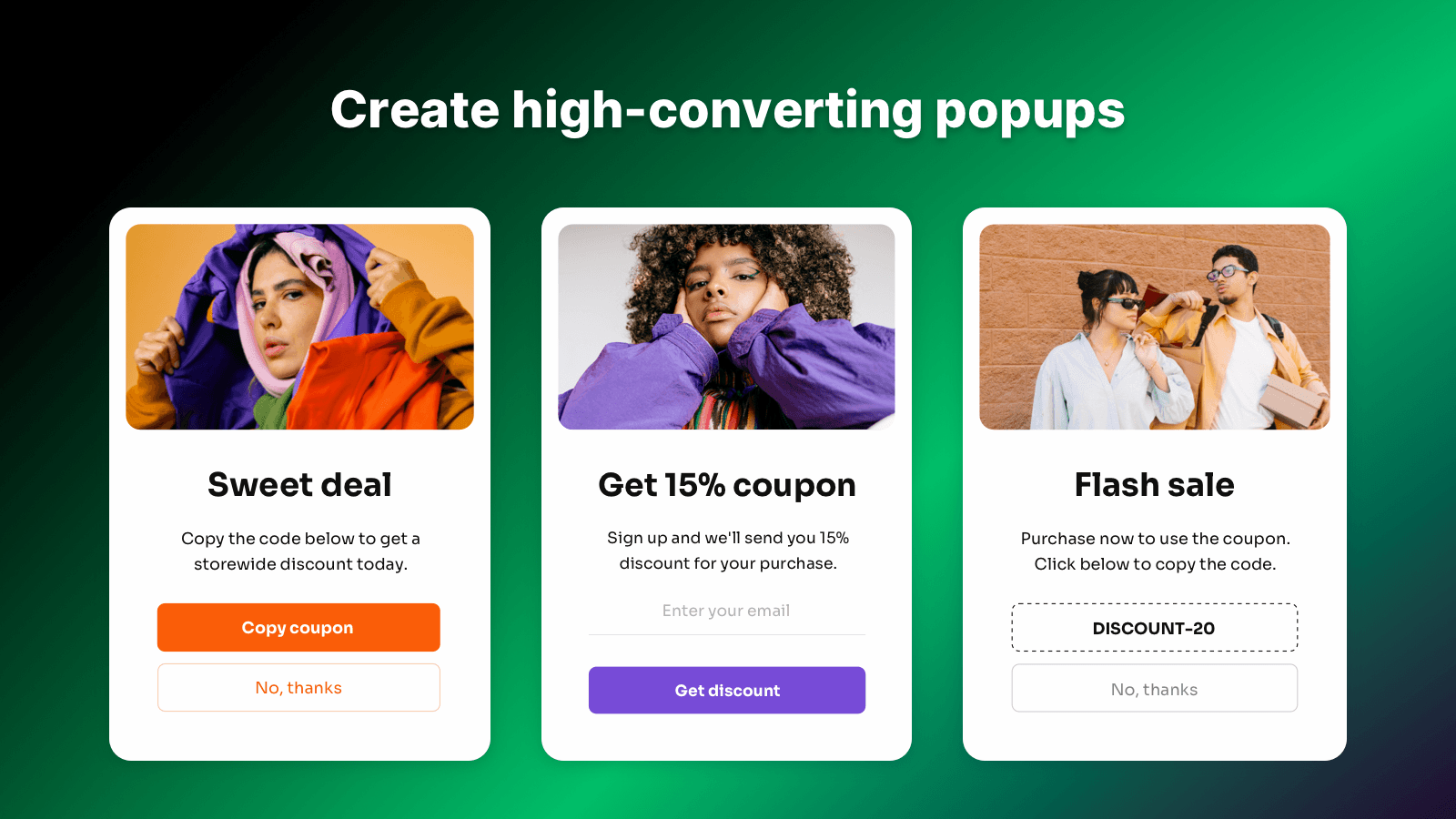 Create high-converting promo and email popups