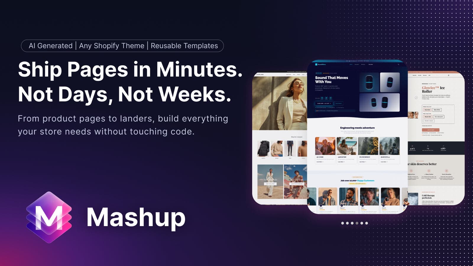 Mashup AI Shopify page builder cover with page templates