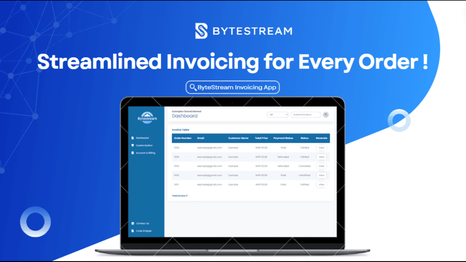 Streamlined invoice dashboard for easy management and tracking