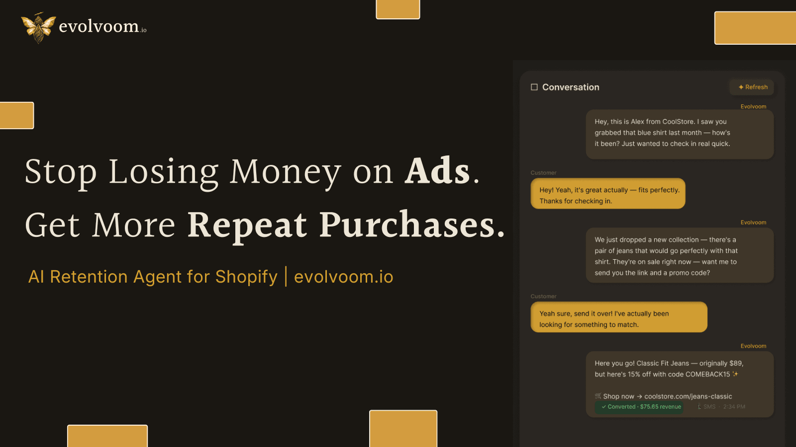 AI Retention System for Shopify | evolvoom.io