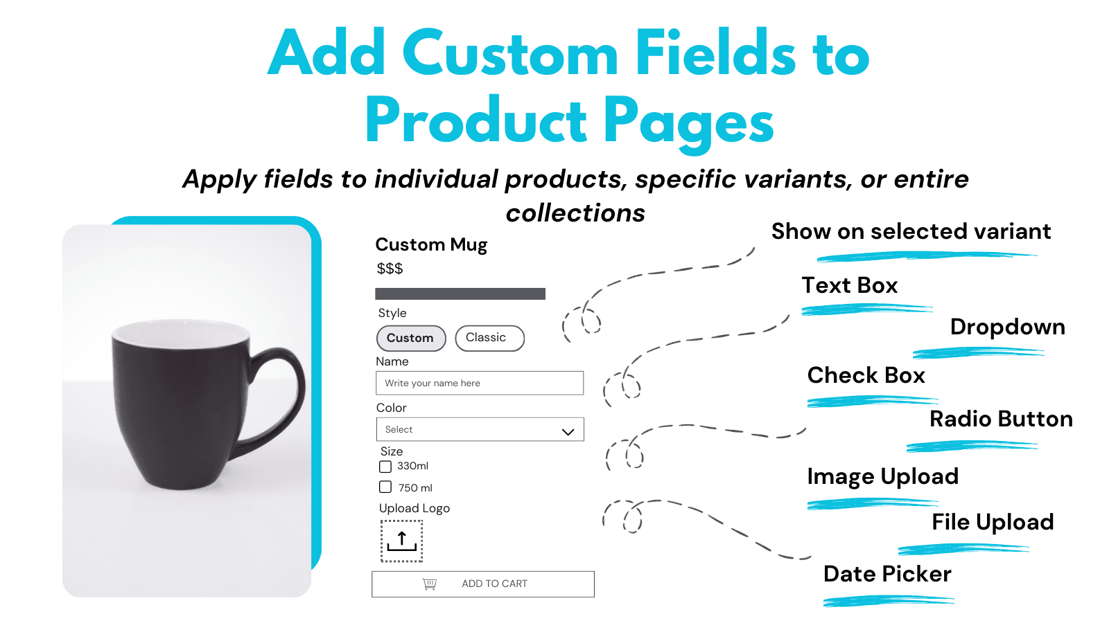 add custom fields/order field/input field to your product pages