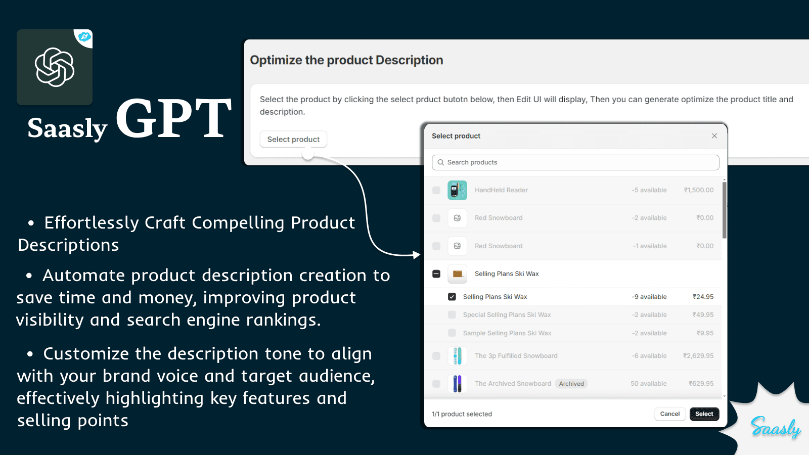 shopify ChatGPT Optimize product Description