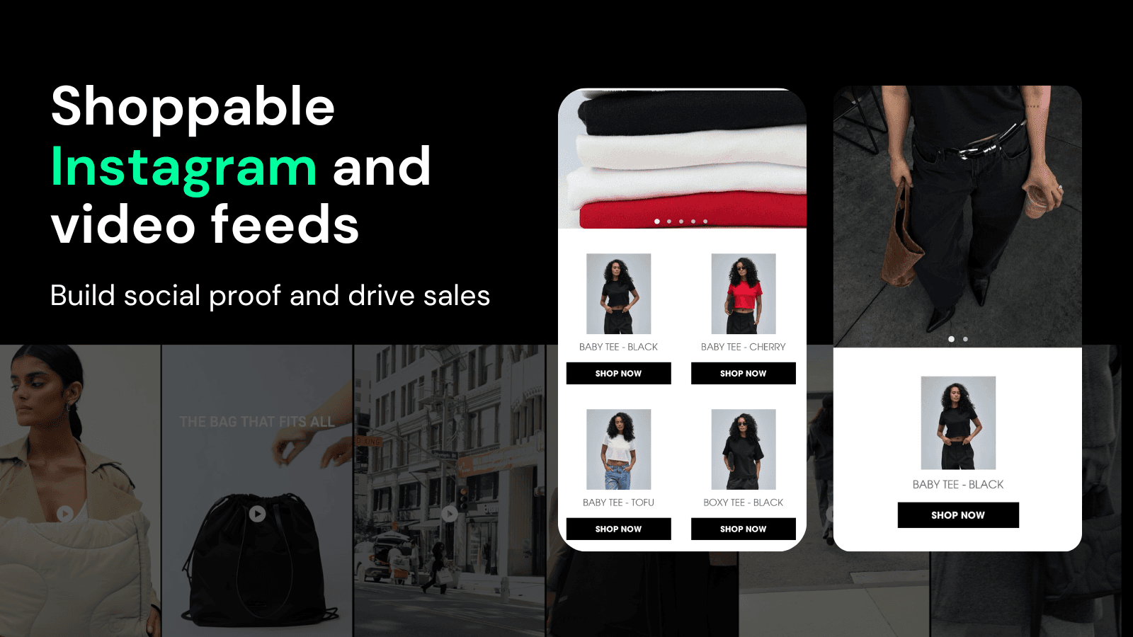 2 shoppable Instagram and video feeds on mobile devices