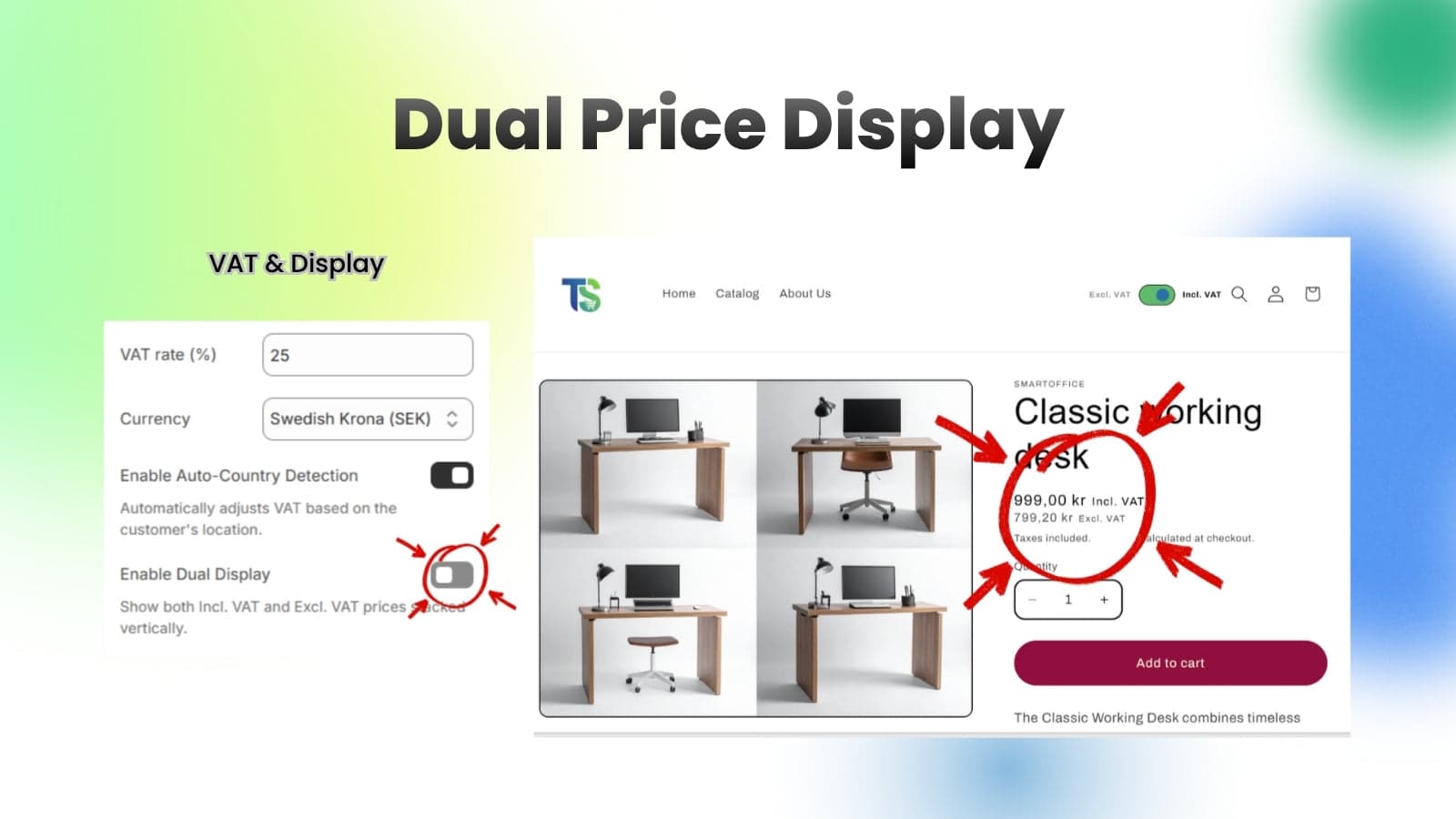 Fully Customizable VAT / Dual Price Display